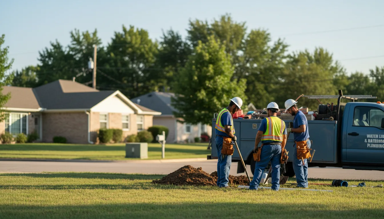 Residential water line and bathroom plumbing service in Weatherford, OK